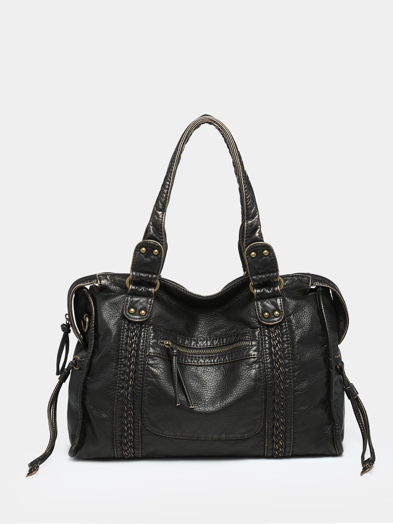 Modische Retro-Motorradtasche im Used-Look, ausgewaschen, gebürstet, mit großem Fassungsvermögen und weichem Material