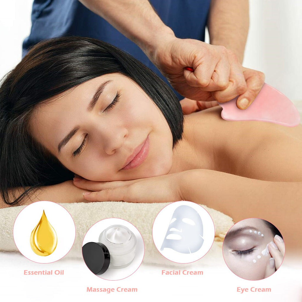 Ganzkörper-Massage-Gua-Sha-Werkzeug aus natürlichem Rosenquarz-Massagestein
