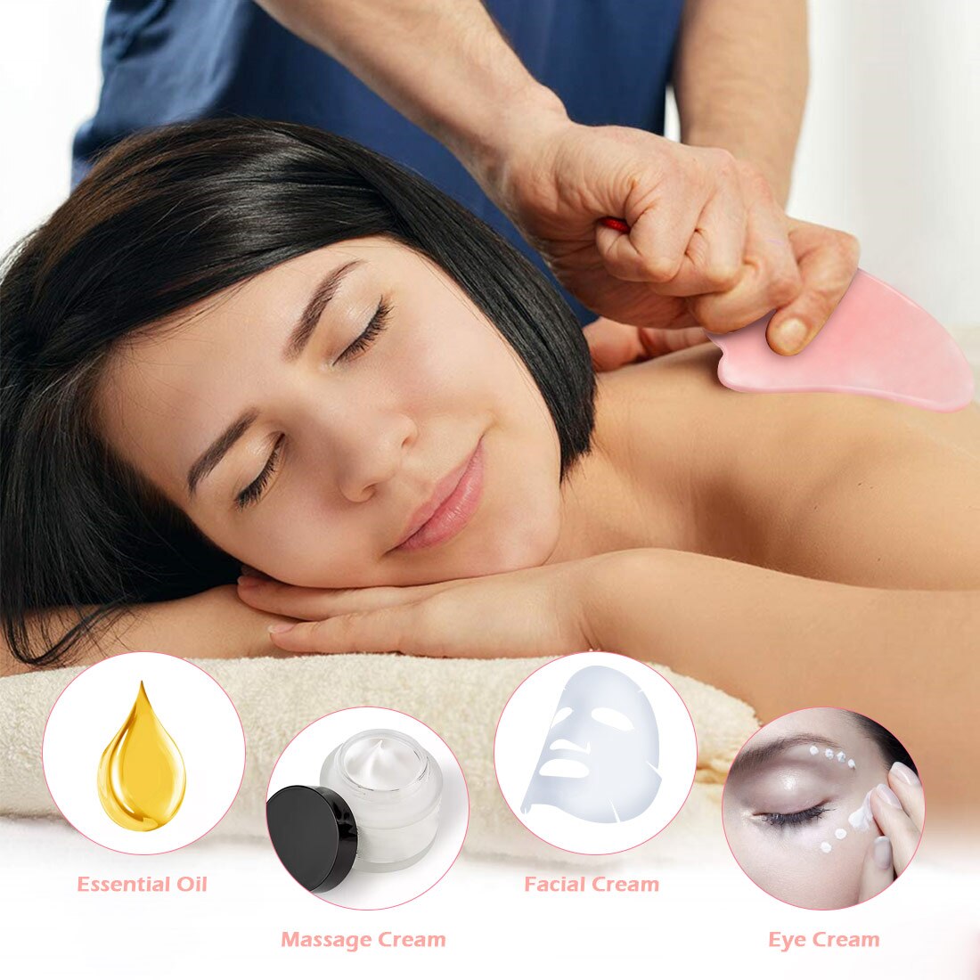 Ganzkörper-Massage-Gua-Sha-Werkzeug aus natürlichem Rosenquarz-Massagestein