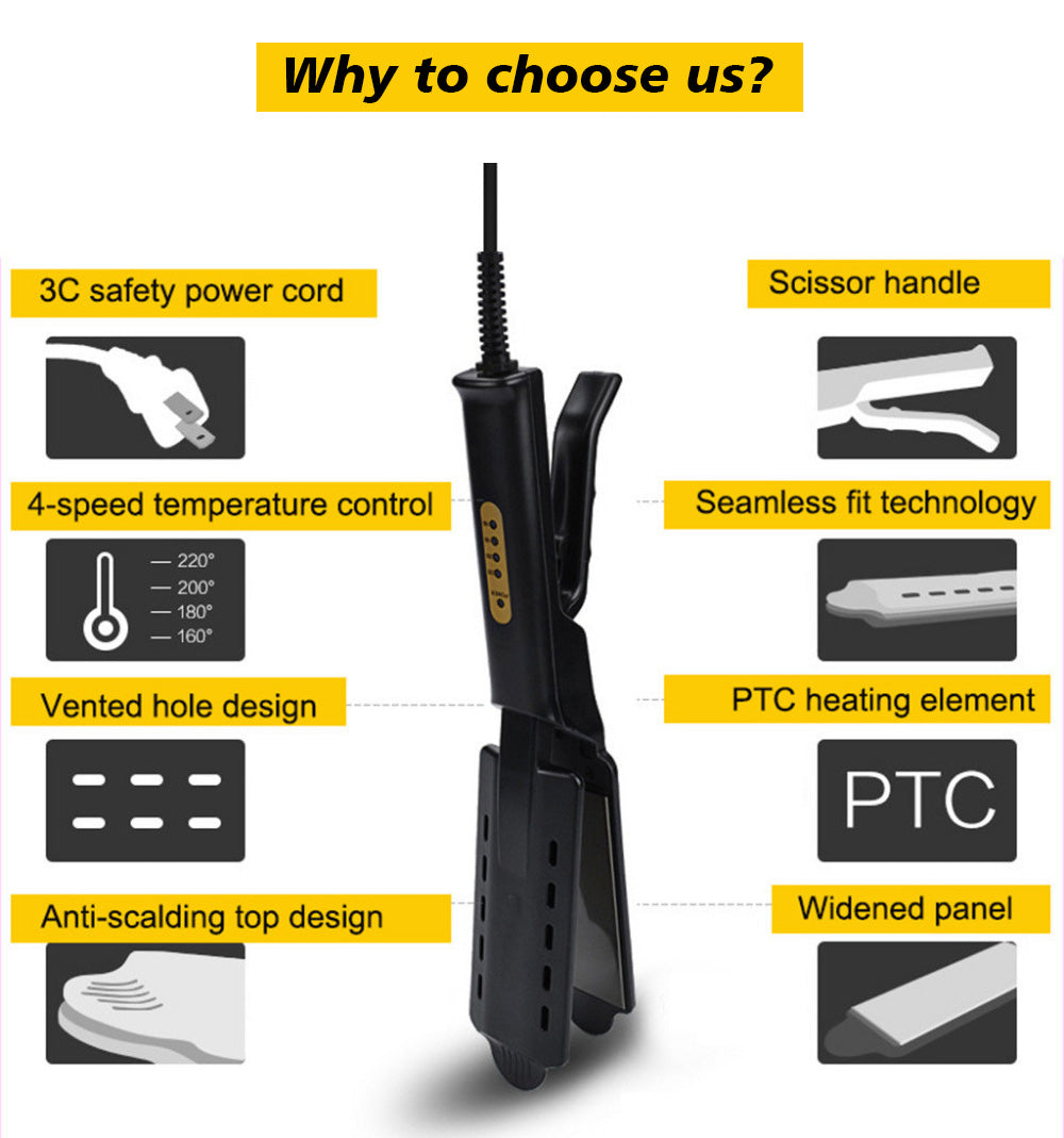 US-Standard Haar­glätter mit Dampf, verletzungsfrei, Glätteisen-Platte