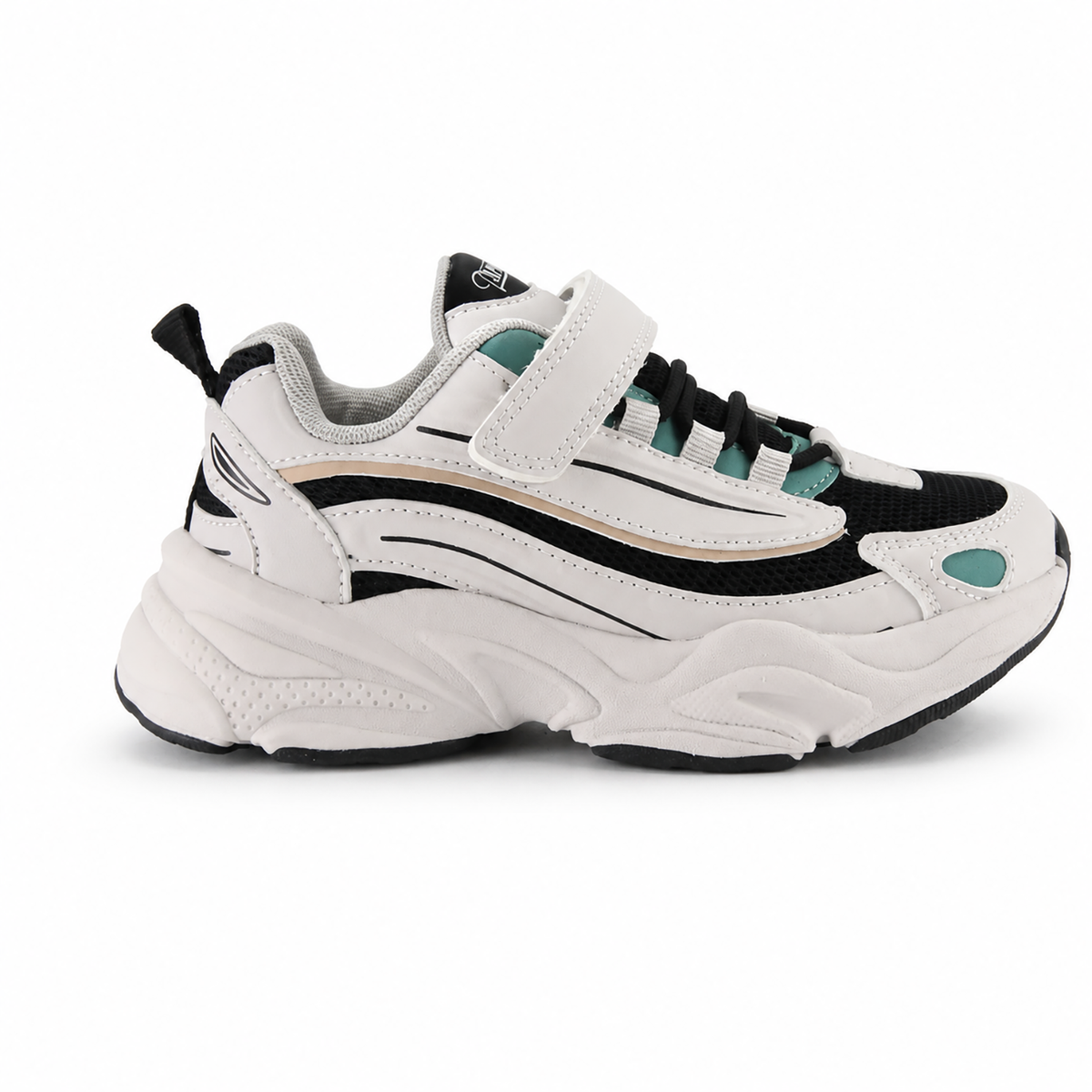 Kinder Chunky Sneaker für Jungen Schwarz-Weiß mit Klettverschluss