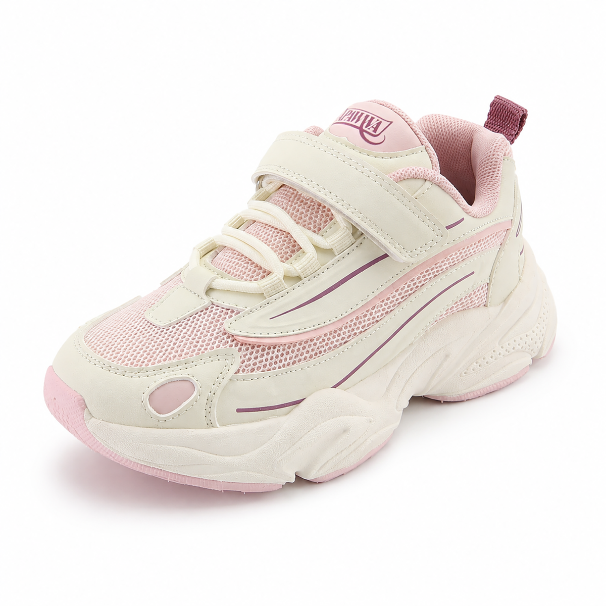 Kinder Chunky Sneaker für Mädchen Rosa-Weiß mit Klettverschluss