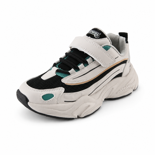 Kinder Chunky Sneaker für Jungen Schwarz-Weiß mit Klettverschluss