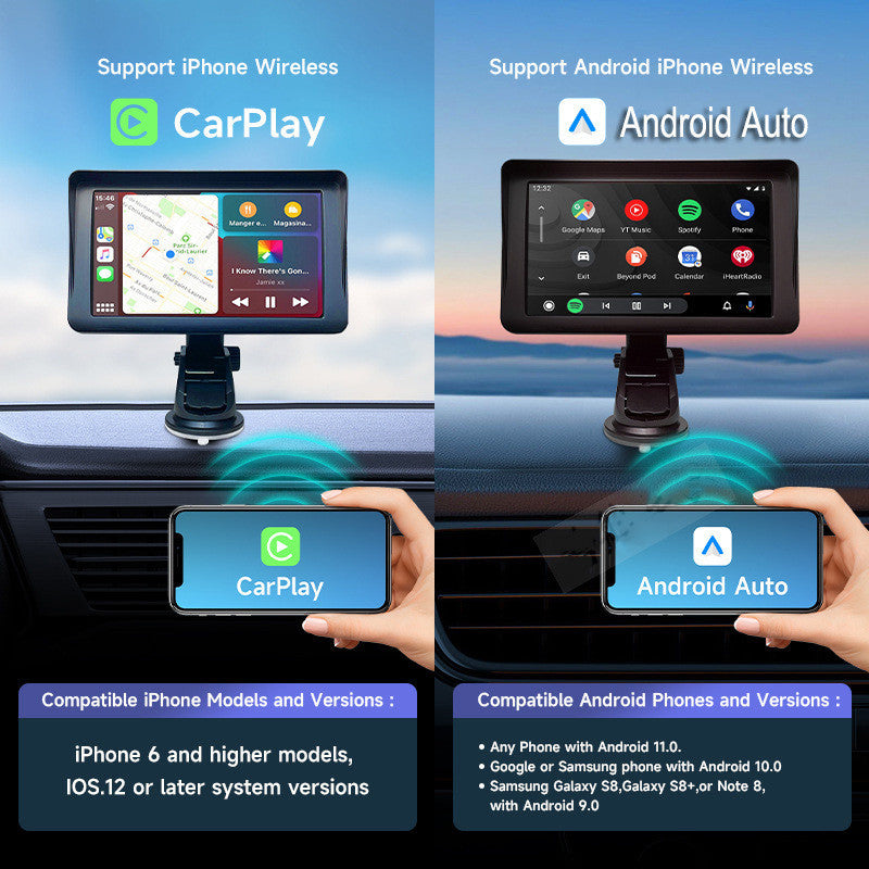 7-Zoll IPS Auto Smart Display mit Wireless CarPlay – Smartphone-Projektionsscreen für Navigation
