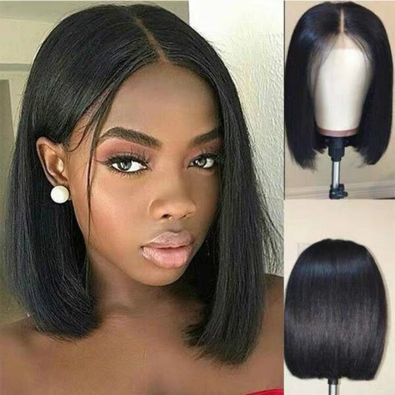 Perücke für Damen, kurz, aus Echthaar, Bob-Stil, brasilianisches Remy-Haar, für schwarze Frauen