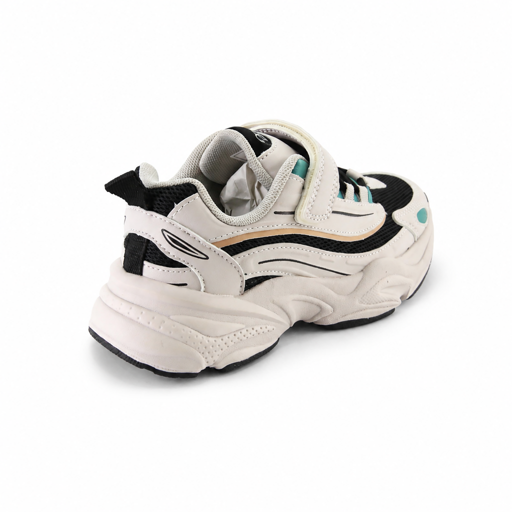 Kinder Chunky Sneaker für Jungen Schwarz-Weiß mit Klettverschluss