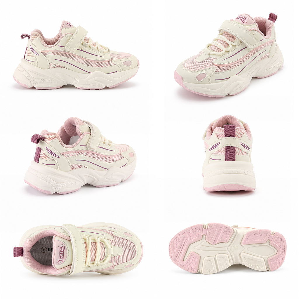 Kinder Chunky Sneaker für Mädchen Rosa-Weiß mit Klettverschluss
