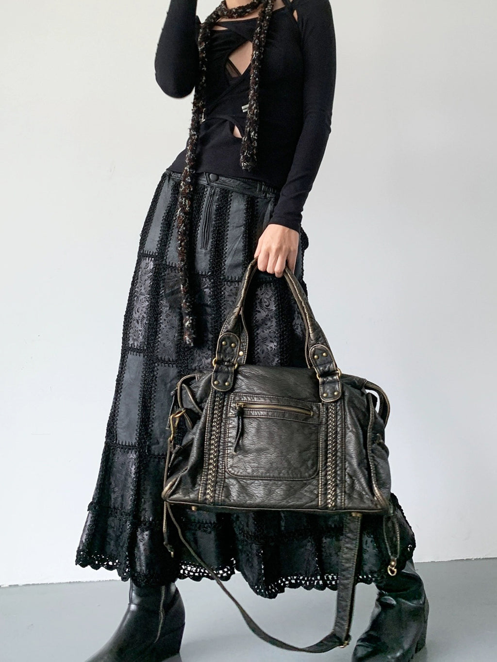 Modische Retro-Motorradtasche im Used-Look, ausgewaschen, gebürstet, mit großem Fassungsvermögen und weichem Material