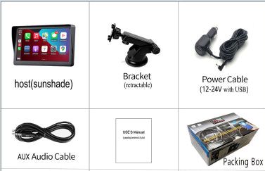 7-Zoll IPS Auto Smart Display mit Wireless CarPlay – Smartphone-Projektionsscreen für Navigation