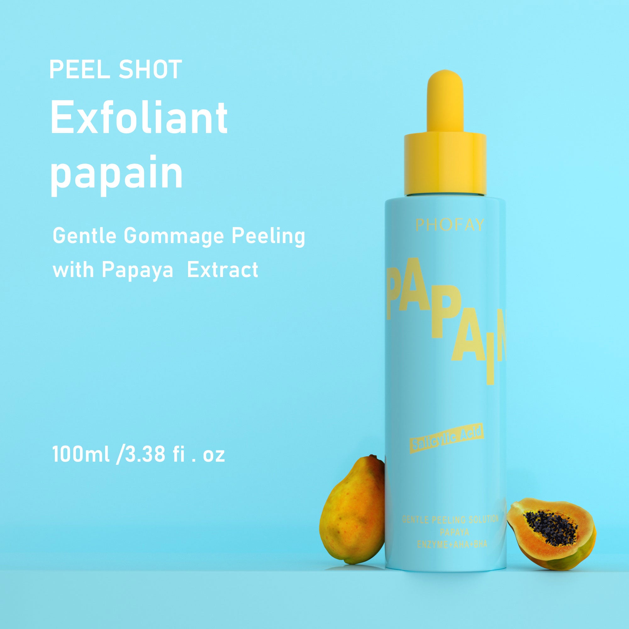 PHOFAY SANFTES PEELING‑SOLUTION mit Papaya‑Enzymen, AHA und BHA