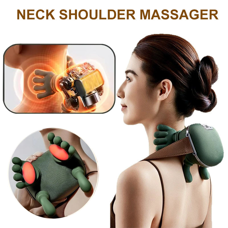 Elektrisches Nacken- und Schulter-Massagegerät, kabelloses Schulter- und Rücken-Knetmassage-Kissen, Nacken-Massager zur Entspannung und Schmerzlinderung